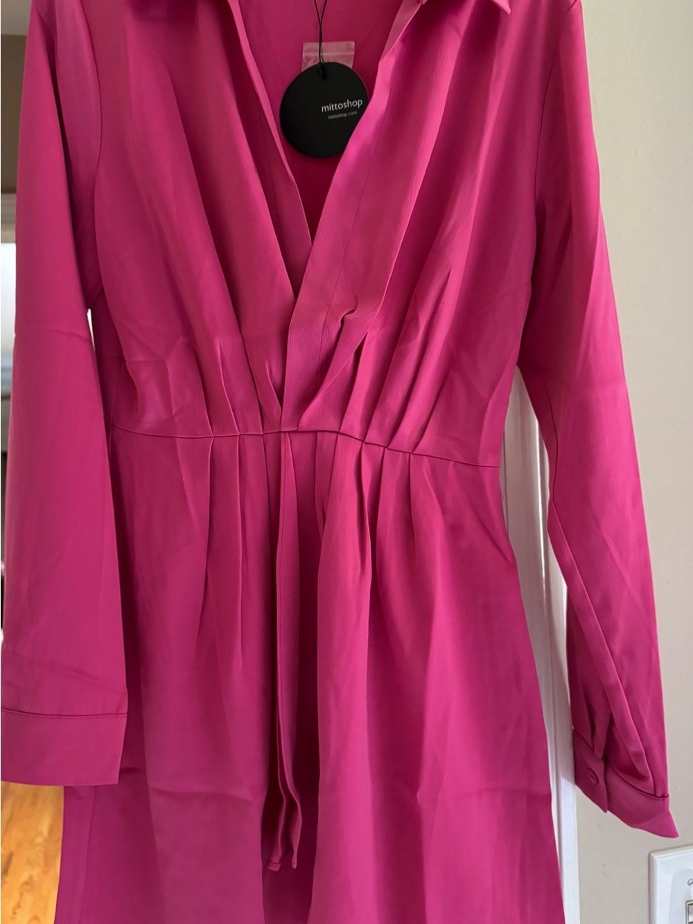 mittoshop Hot Pink Long Sleeve Wrap Dress NWT